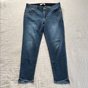 Democracy Blue Ankle Cropped Jeans with Diagonal Hem - Size 12